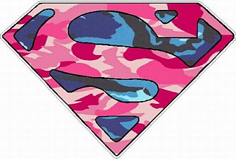 Superman Shield Hot Pink and Blue CAMO Sticker