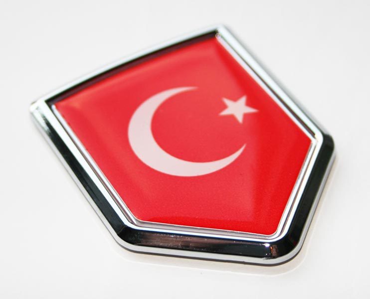 Turkey Turkish Flag Crest Decal Car Chrome Emblem Sticker 3D