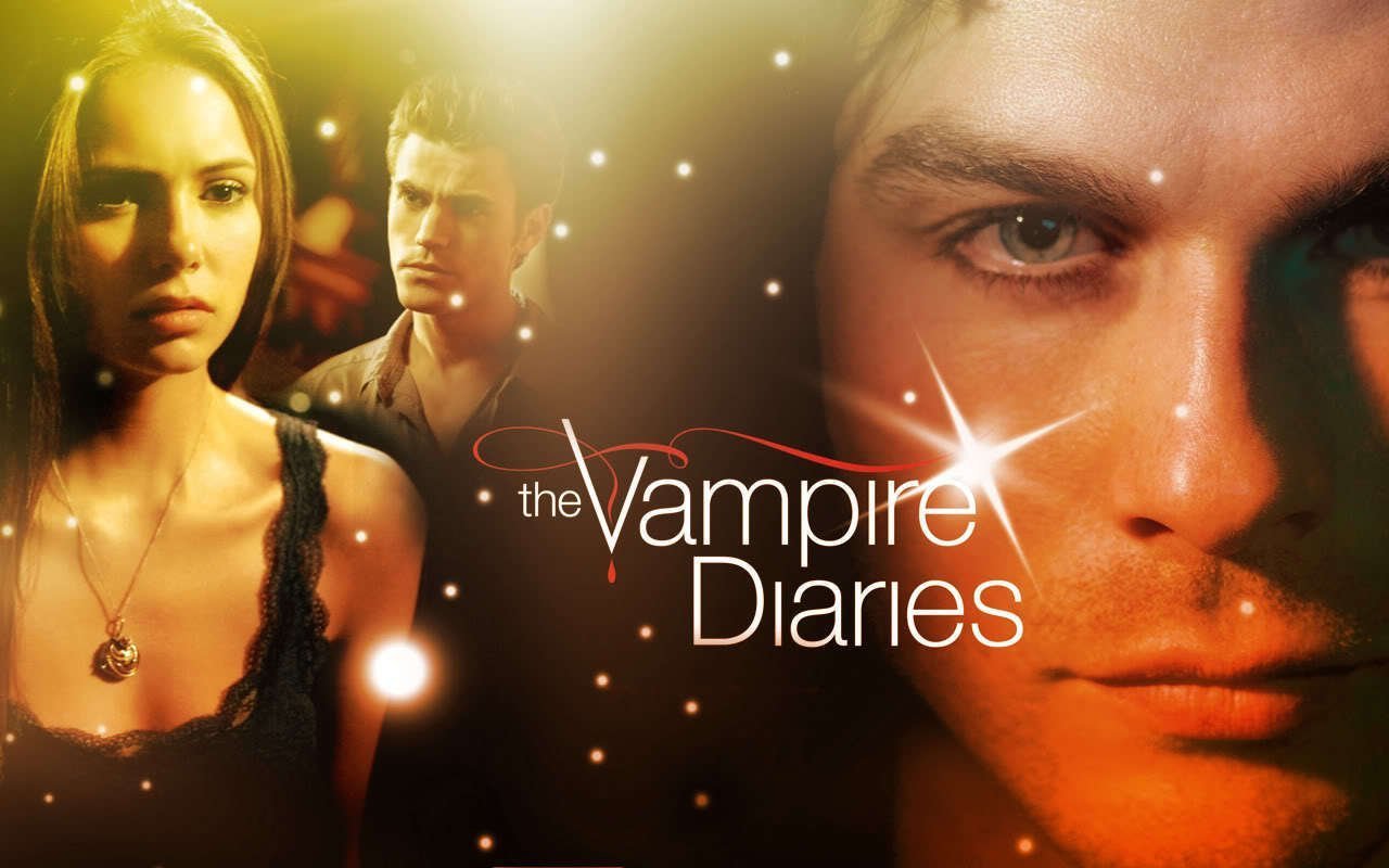 Vampire Diaries Damon and Elena-Wallpaper Sticker TV Show
