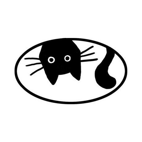 upsidedown cat funny oval car sticker