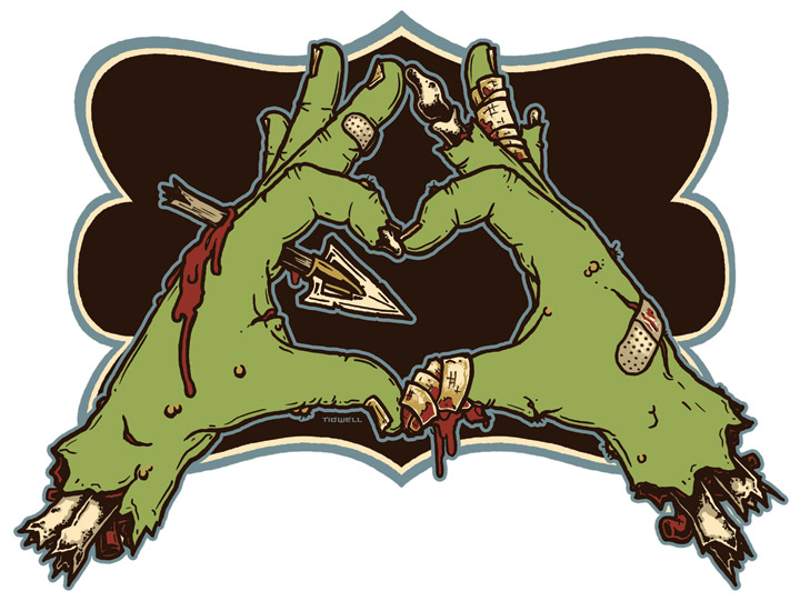 zombie love hands sticker