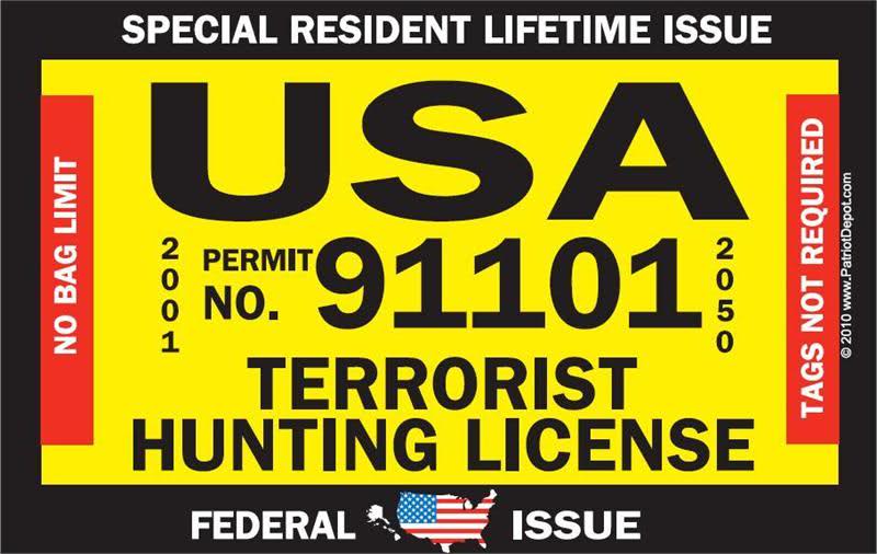 TERRORIST HUNTING LICENSE STICKER
