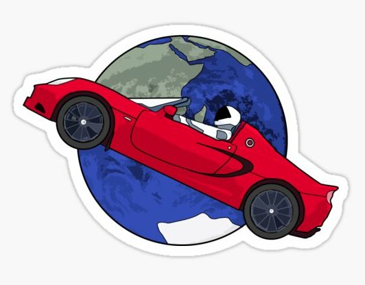TESLA ROADSTER IN SPACE STICKER