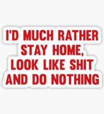 stay home and do nothing funny window sticker