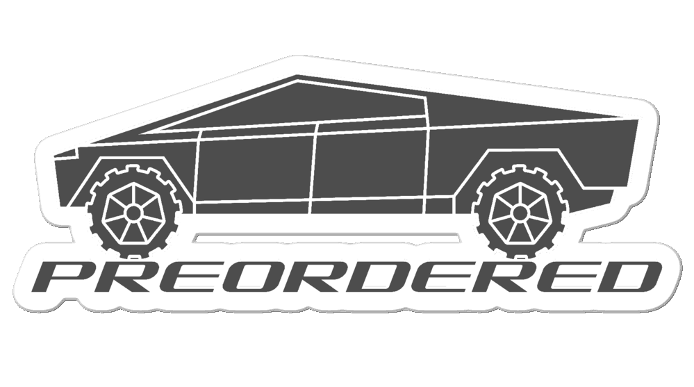 tesla cybertruck preordered grey and black sticker