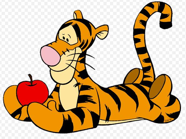 tigger with apple sticker