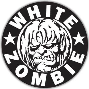white zombie band sticker B&W
