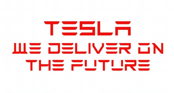 TESLA BRAND DECALS 5  deliver ON the future