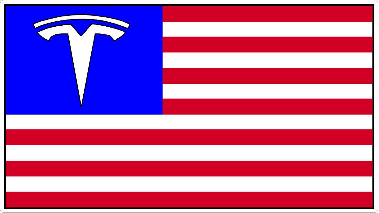 TESLA USA FLAG STICKER