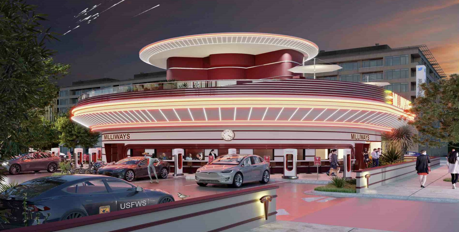 tesla-drive-in LA SUPERCHARGER STICKER