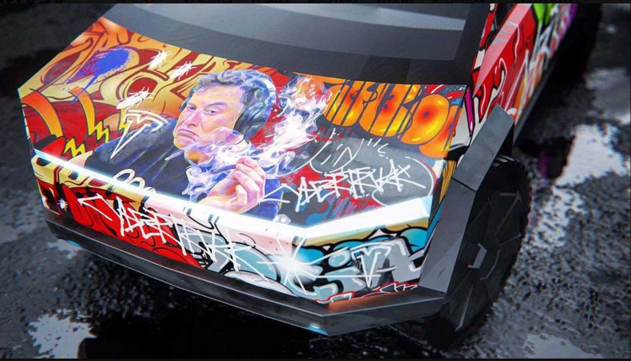 CYBERTRUCK WRAP SMOKIN ELON STICKER