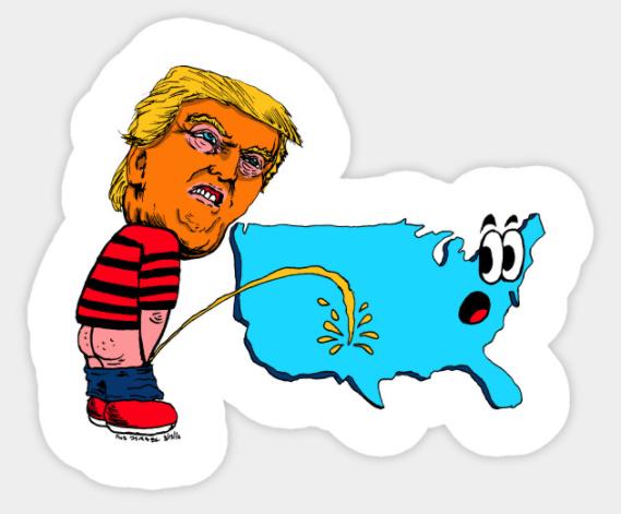 TRUMP Pissing ON USA Sticker