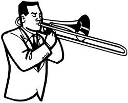 Trombone player vinyl diecut sticker