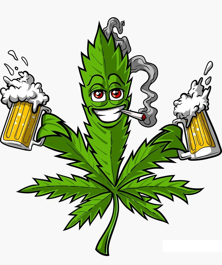 420 weed leaf with beers sticker