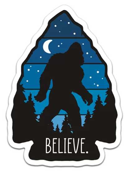Bigfoot Believe Arrowhead Vinyl hunting Sticker
