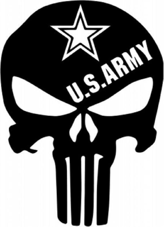 US ARMY punisher SKULL with star DECAL