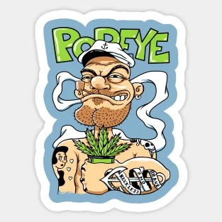 popeye weed cartoon sticker
