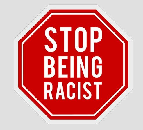 stop-being-racist-OCTAGON STICKER
