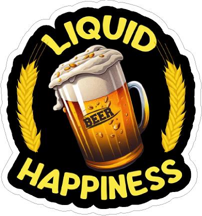 Liquid Happiness Beer Funny Sticker