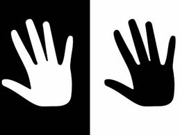 black white hand sticker