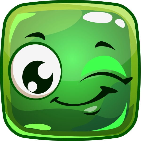 smile wink green square sticker