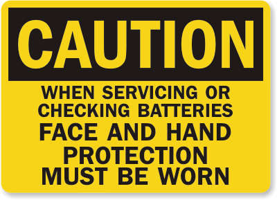 Check Battery Caution Sign