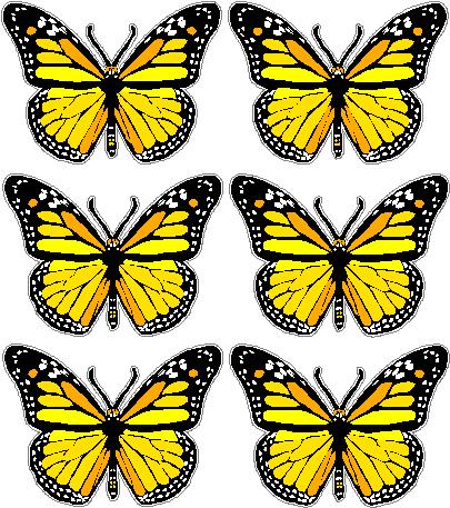 butterfly sticker YELLOW - 6 PACK