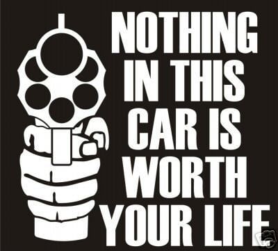Nothing in this car is worth your Life Decal