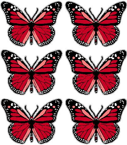 butterfly sticker RED - 6 PACK