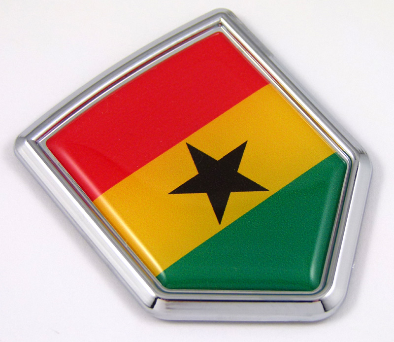 Ghana 3D Chrome Flag Crest Emblem Car Decal