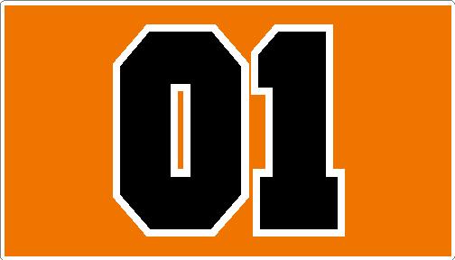 01 Rebel Dukes Race Number Sticker black and orange