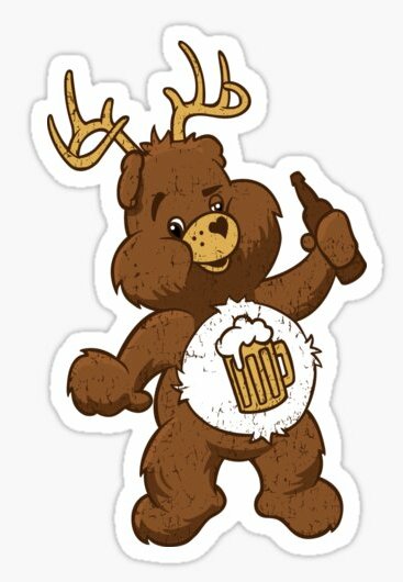 BEER CARE BEAR FUNNY BEER STICKER