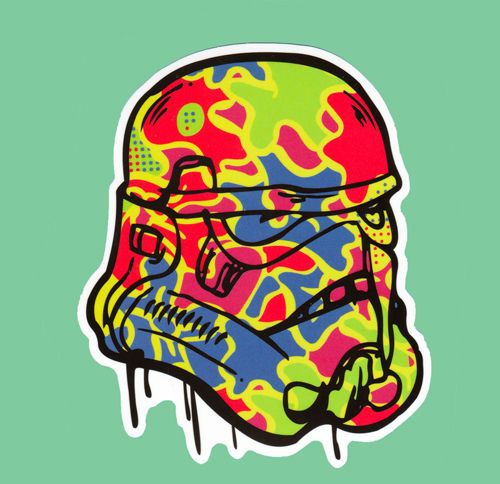Multi Colored Stormtrooper Helmet Sticker