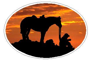 Oval Sitting Cowboy Decal