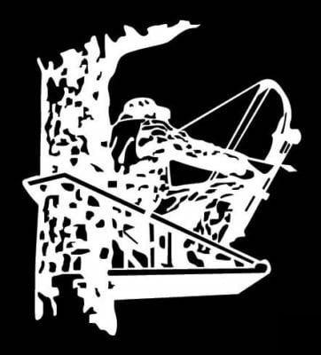 Bow Hunter in Tree Stand Vinyl Archery Hunting Sticker
