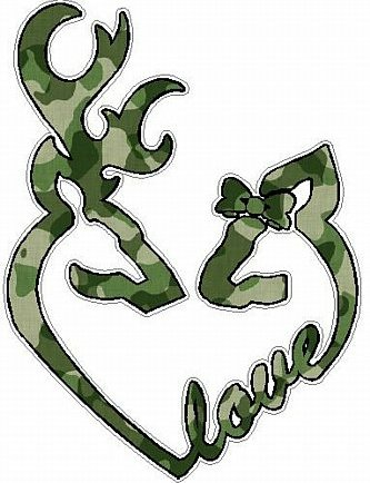 DEER HEADS HEART FILLS with LOVE camo green