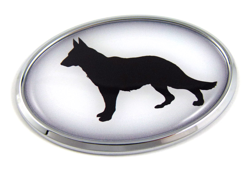 German Sheppard 3D Adhesive Oval Chrome Pet Emblem