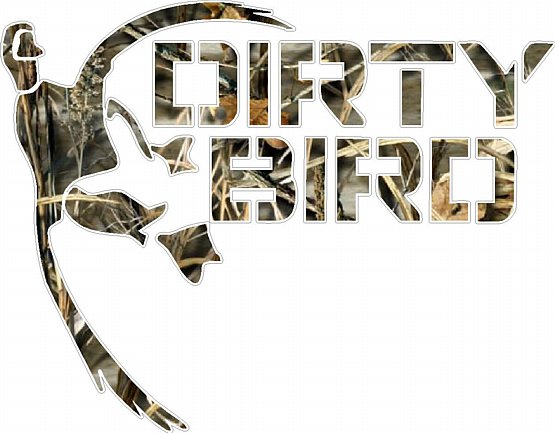 Dirty Bird Duck Hunting Decal Sticker - Max4 Camo Fill