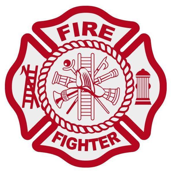 FIRE FIGHTER WHITE AND RED CROSS STICKER