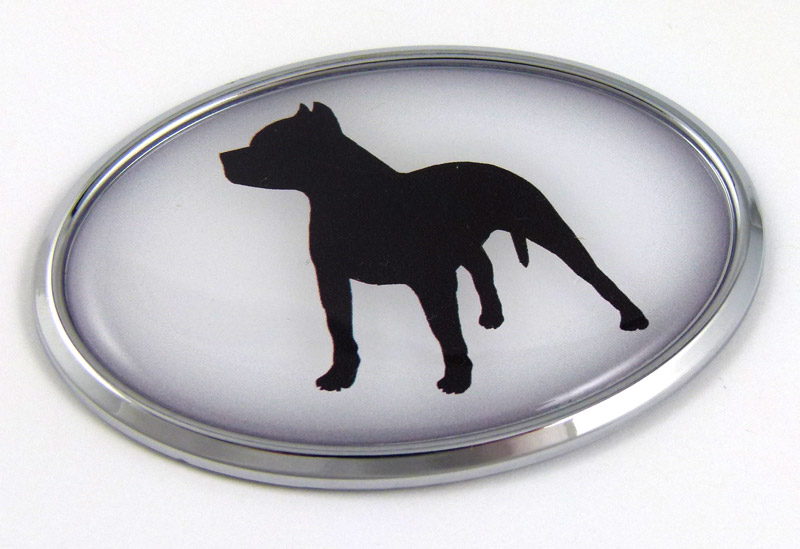 Pit Bull 3D Adhesive Oval Chrome Pet Emblem