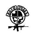 ZOMBIE HUNTER WITH GUN B&W STICKER