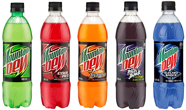 MOUNTAIN DEW FLAVORS BOTTLE SHAPED STICKERS