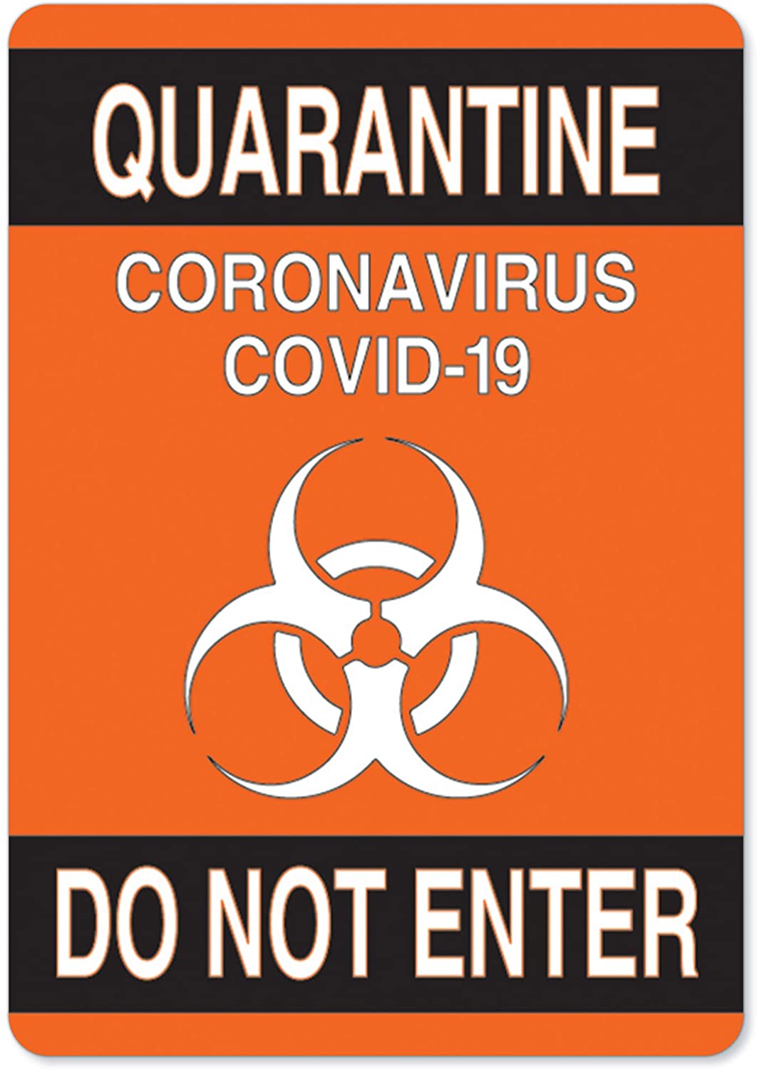 COVID - 19 QUARANTINE ORANGE BLACK STICKER