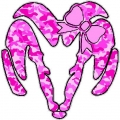 Dodge Ram Head with Bow Decal - PINK CAMO