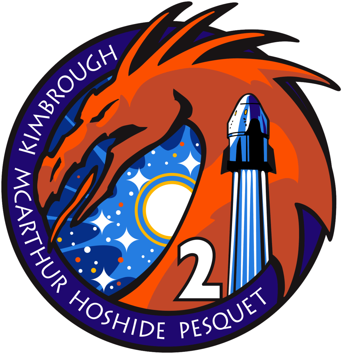 spacex crew dragon mission 2 logo sticker