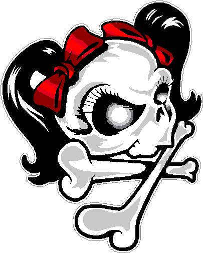 Girl Skull Red Ribbon Decal Sticker