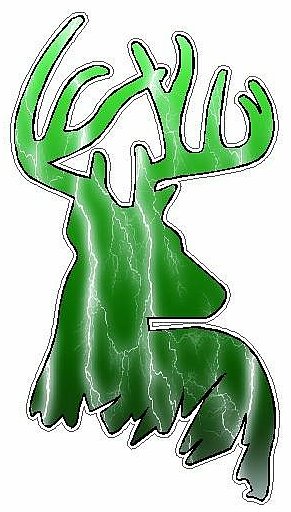 Deer Head Decal 44 - Lightning Green